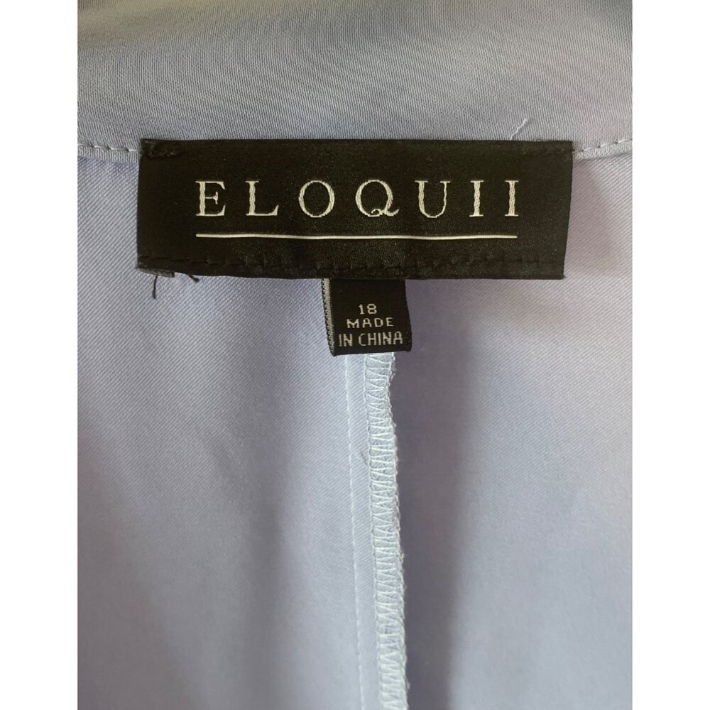 Eloquii Baby Blue Choker-Neck Bell Sleeve Ruffle Front Women's Blouse Size 18 - Picture 3 of 7